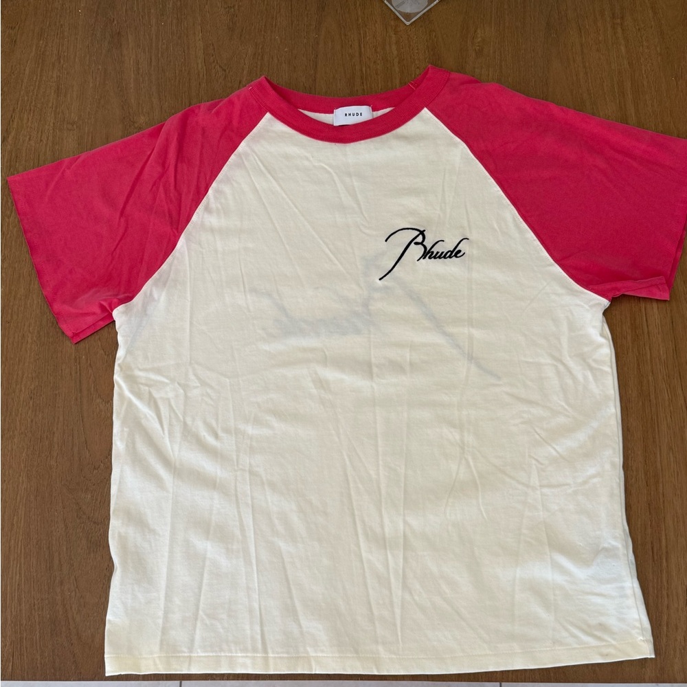Rhude Red and Cream Short Sleeve Tee